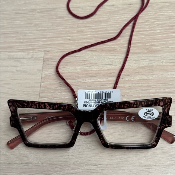 Twins Platinum reader glasses from Italy +3.50 NWT Rose color frames. - Picture 1 of 8